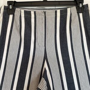 Women’s sz 12 Talbots blue vertical striped crop pants nautical rope tie at hem